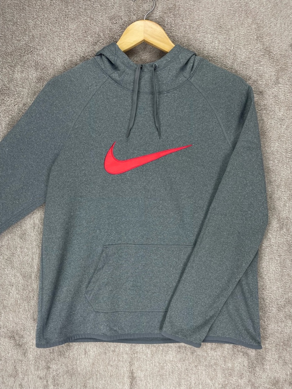 Nike Hoodie Sweatshirt Women’s L Gray Pink Center Swoosh DriFit Large Swoosh EXC